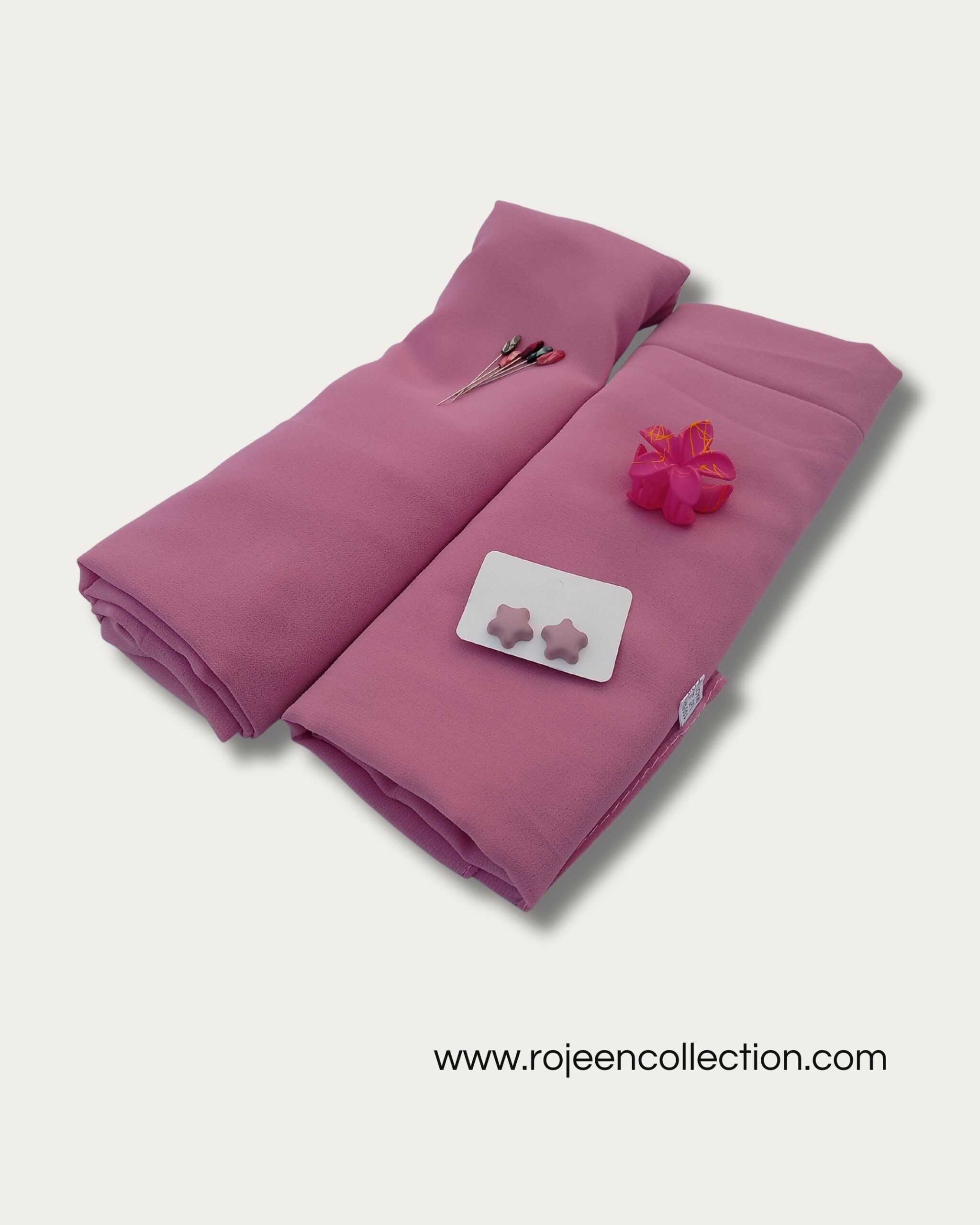 Goergette hijab scarf value pack including hijab scarf, flower catcher, fancy hijab pins and star magnet pins